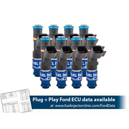 2150cc (200 lbs/hr at 43.5 PSI fuel pressure) FIC Fuel Injector Clinic Injector Set for Mustang GT (2005+)/GT350 (2015-2016)/ Boss 302 (2012-2013)/Cobra (1999-2004) (High-Z)
