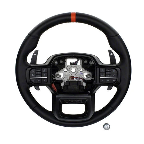 Ford Performance Black Leather Raptor Steering Wheel With Orange F-150 2021-2024