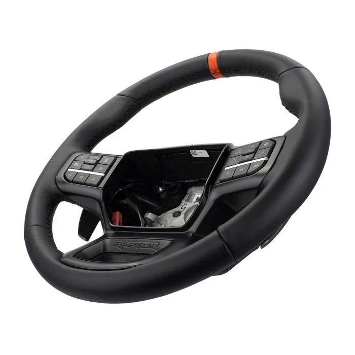 Ford Performance Black Leather Raptor Steering Wheel With Orange F-150 2021-2024